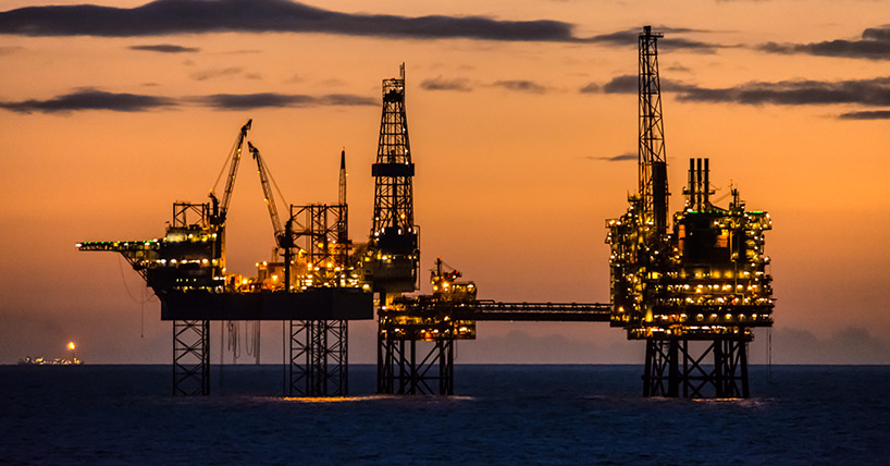 North Sea Oil Rigs silhouette