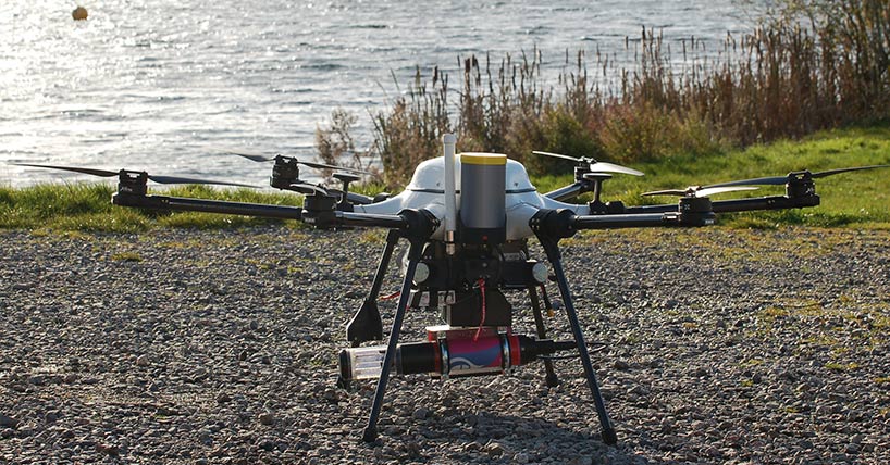 A drone near a body of water