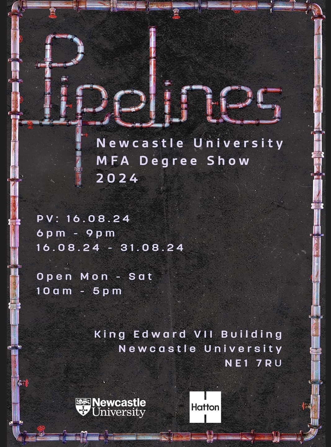 A poster for the Pipelines MFA show