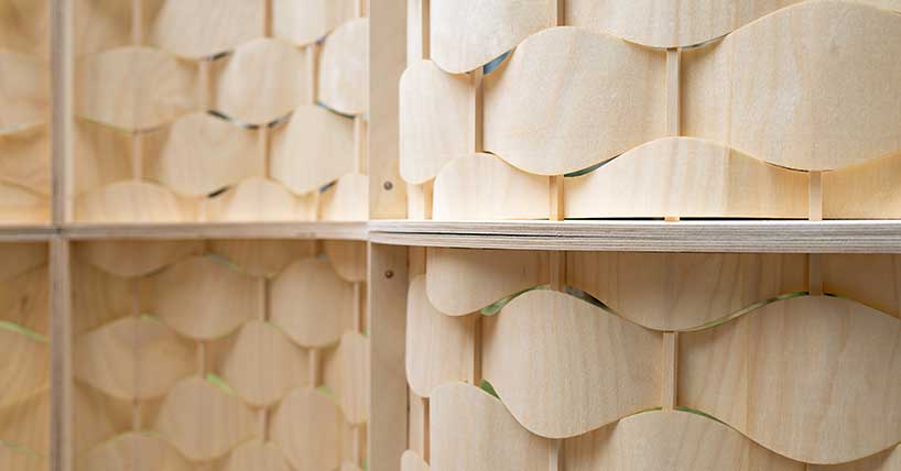 A close up photograph of the HBBE's Woven Breathing Façade prototype