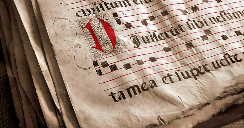 grid si\ed image of medieval choir book for MedRen conference