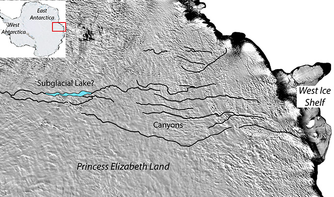 new canyons discovered below the Antarctic ice sheet